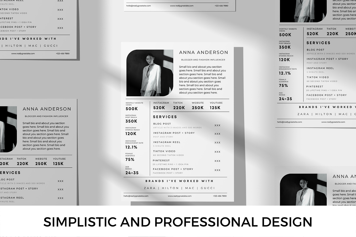 1 Page Influencer Media Kit Template, a Presentation Template by CoCreatorDesigns (Photo 2 of 7)