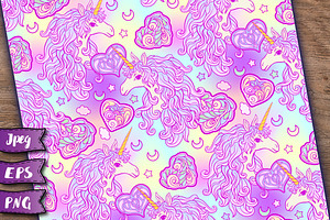 Unicorn Seamless Patterns Set 2