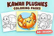 Kawaii Plushies Coloring Pages #1, an Object Illustration by Inkivelle Studio (Thumbnail 1 of 3)