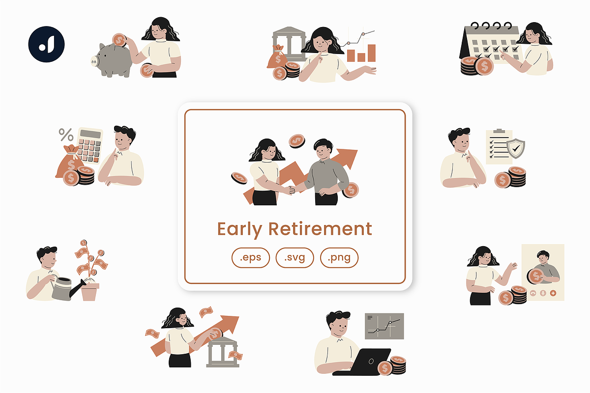 Early Retirement Illustration, an Object Graphic by Jump Studio (Photo 1 of 13)