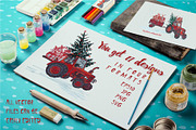 Set of Hand drawn Christmas tractors, a Decorative Illustration by Zimages (Thumbnail 2 of 7)