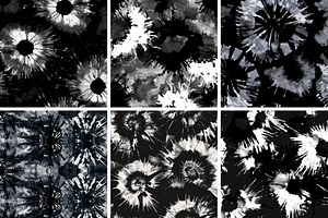 Black Tie-Dye Seamless Patterns