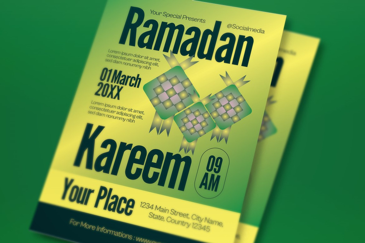 Green Ramadan Kareem Flyer Set, a Flyer Template by graphicook (Photo 3 of 6)