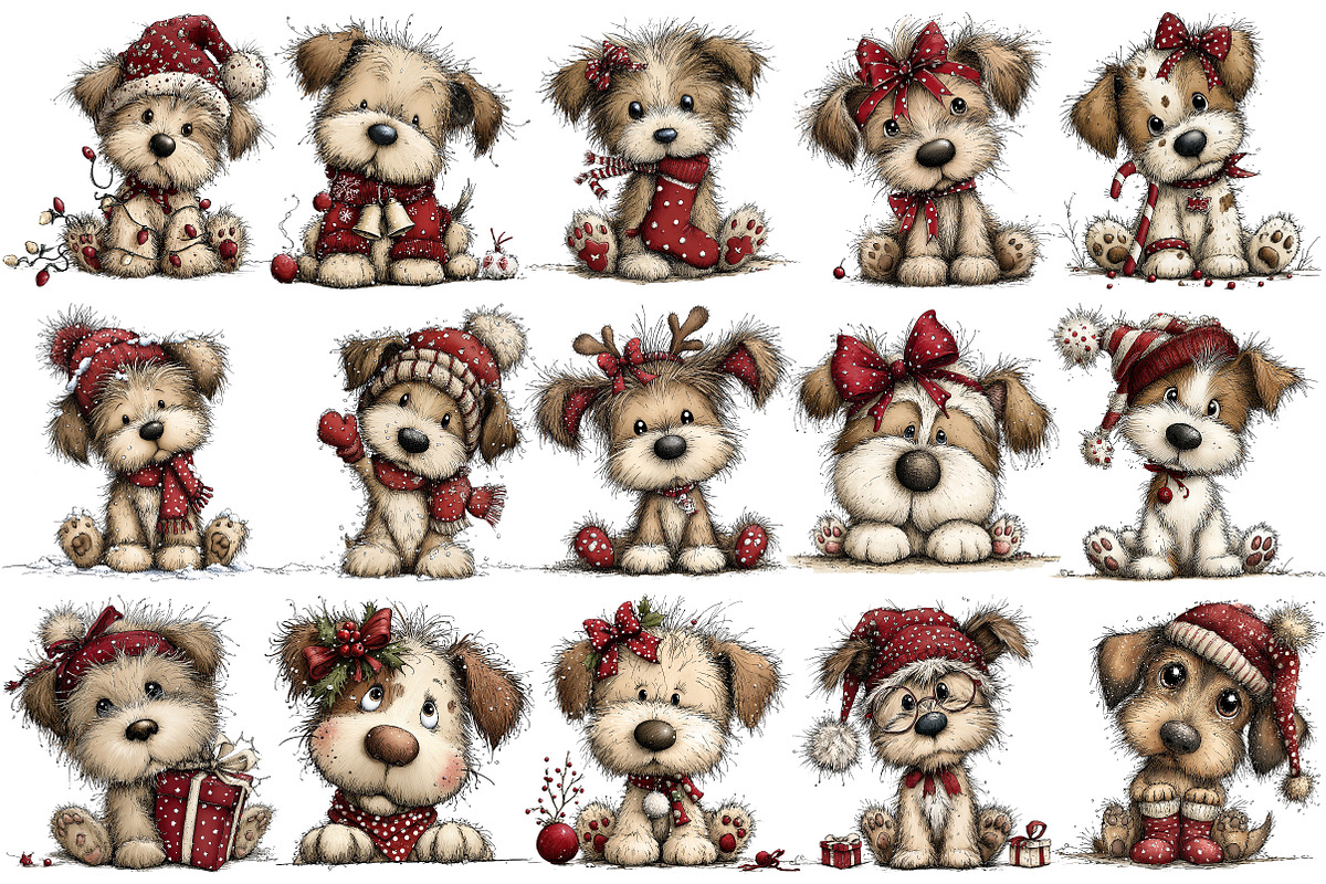 Whimsical Christmas Dog Clipart, an Illustration by Pixels.Craft (Photo 5 of 6)