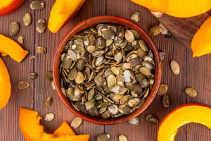 Homemade organic dried pumpkin seeds, a Food & Drink Photo by Rimma
