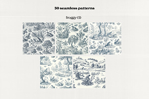 French Toile Seamless Patterns