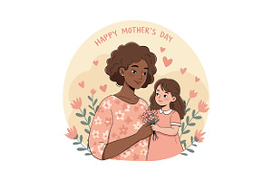 A loving mother and daughter sharing, an Illustration by designvectx