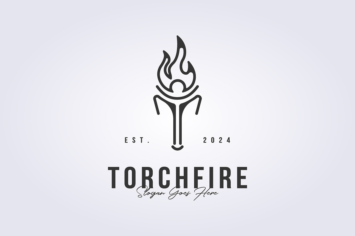 minimal outline torch fire icon symb, a Branding & Logo Template by Lodzrov