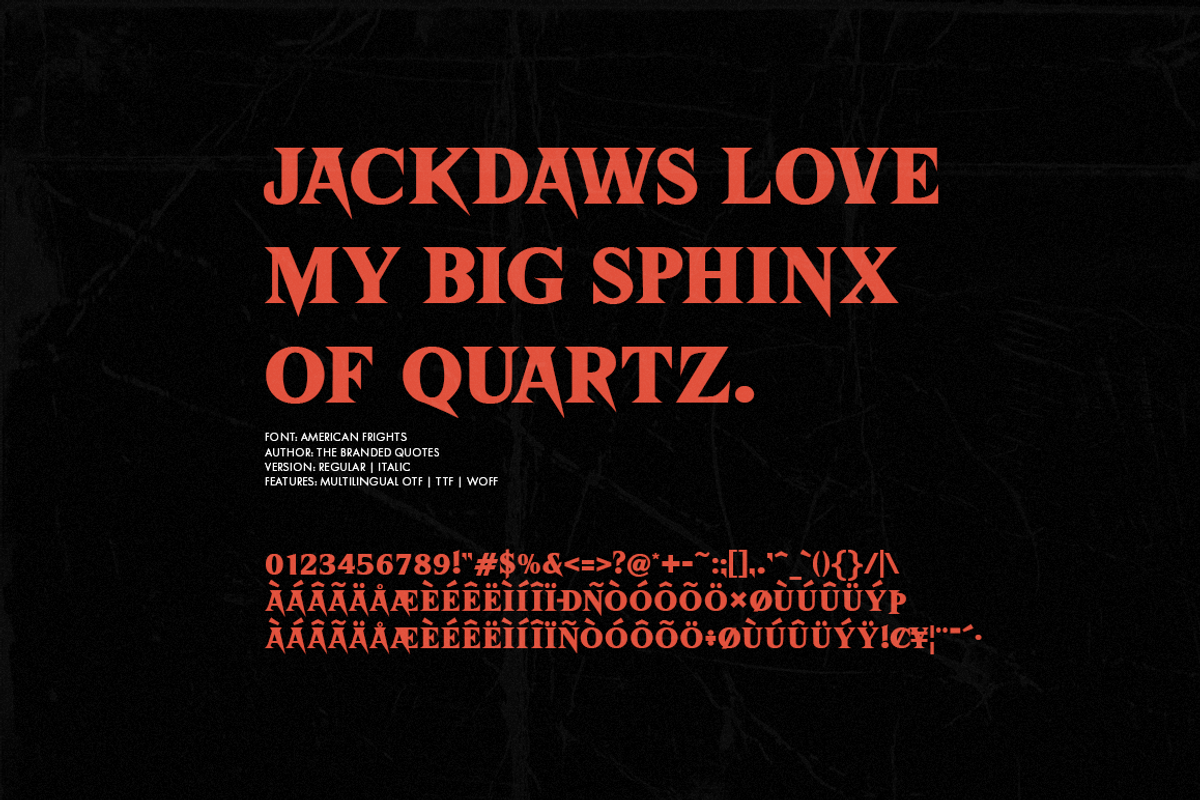 American Frights - Horror Serif Font, a Serif Font by The Branded Quotes, image size:1200x800