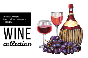 Hand drawn wine illustration.