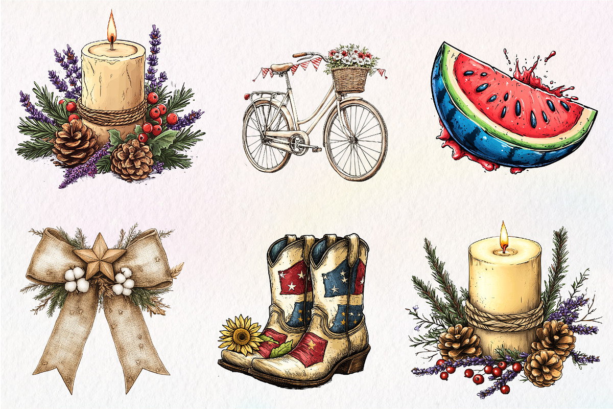 Rustic 4th of July Clipart, an Illustration by CreationArt (Photo 3 of 5)
