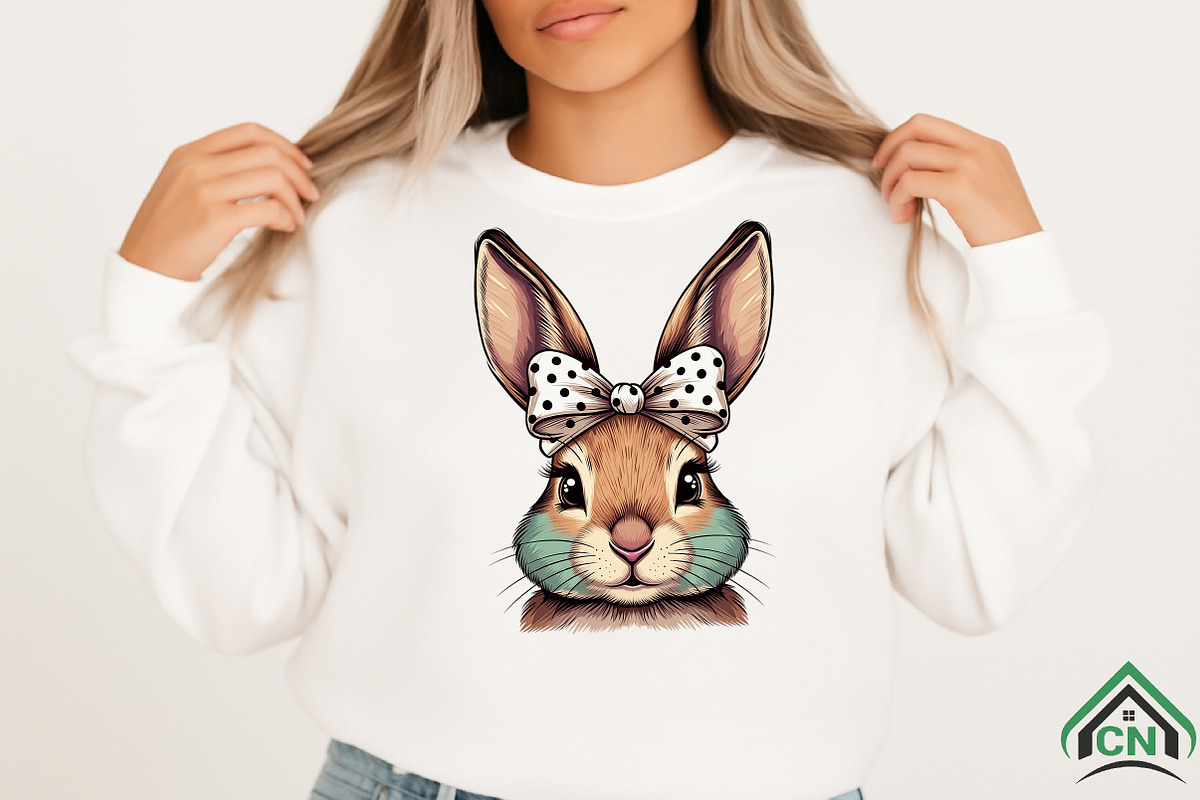 Coquette Bunny Bow Easter PNG, an Illustration by Craft Nest (Photo 3 of 6)