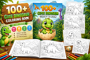 Cute Dinosaur Coloring Book Pages, an Animal Illustration by S Graphic Studio (Thumbnail 1 of 4)