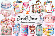 Watercolor Coquette Nurse Clipart, a Graphic by CitraGraphics (Thumbnail 1 of 4)