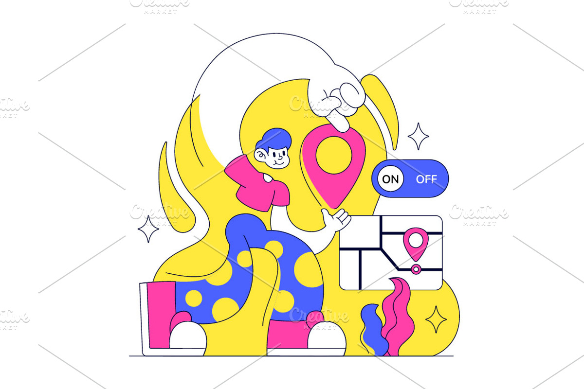 4 Location Permission Illustration, a Person Illustration by denayunebgt (Photo 2 of 4)