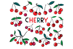 Cherry. Sweet fruit. vector icons
