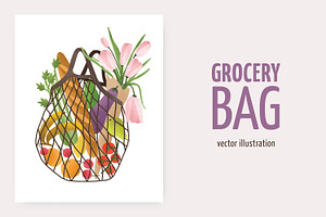 String shopping turtle bag, a Food Illustration by Good Studio