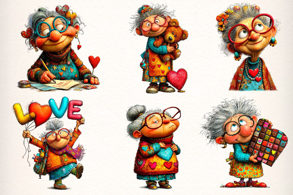 Quirky Elderly Valentine Woman, an Illustration by Dream Creation (Photo 3 of 8)