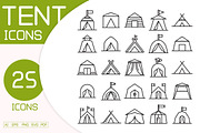 Camping Tent Icons Set, an Outline Icon by Designfour (Thumbnail 1 of 7)