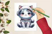 Watercolor Cute Astronaut Cat, an Illustration by DreamCafeArt (Thumbnail 5 of 6)
