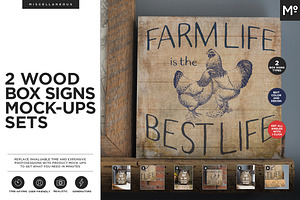 2 Wood Box Signs Mock-ups Generators