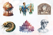 Museum Watercolor Cliparts, an Illustration by RobertsArt (Thumbnail 3 of 9)