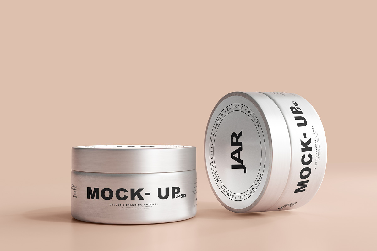 Aluminum Cosmetic Jar Mockups, a Cups & Container Mockup by pmvch (Photo 6 of 21)