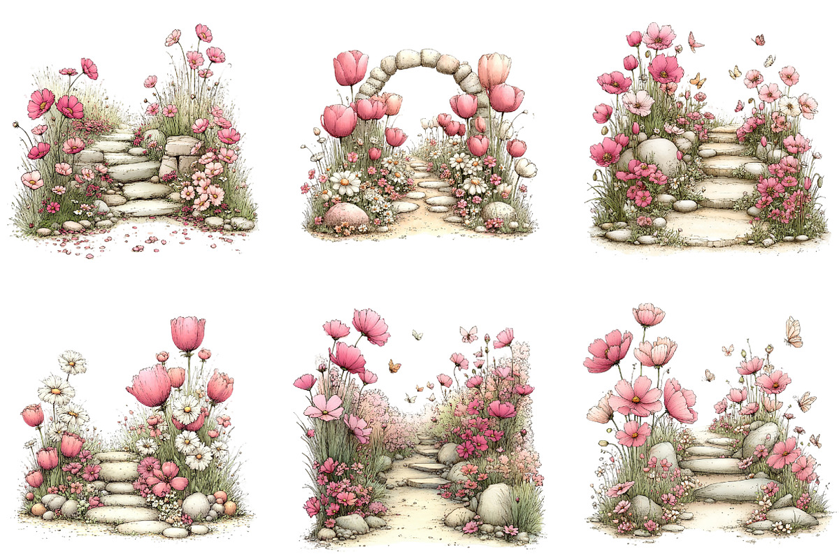 Whimsical Spring Flowers Pathway PNG, an Illustration by CraftArtStudio (Photo 6 of 6)