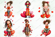 Valentine Quirky Girl Clipart Bundle, an Illustration by Creative Art (Thumbnail 7 of 10)