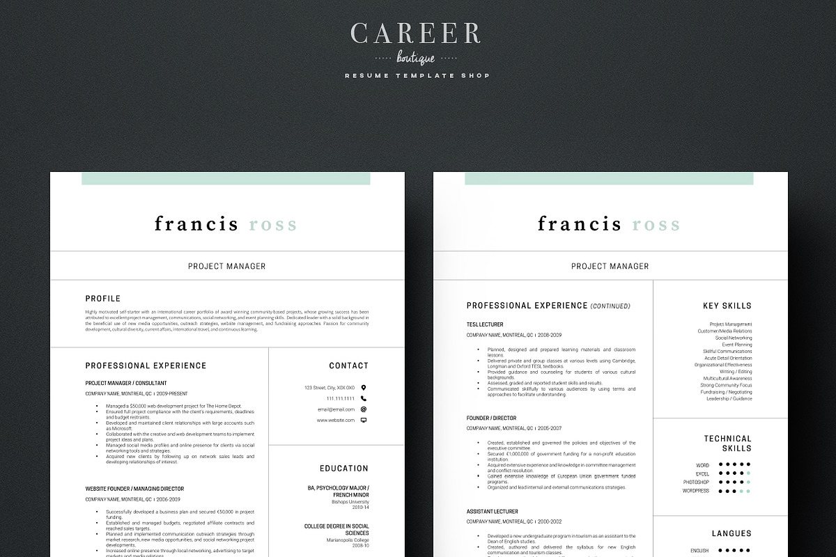 Modern Resume & CoverLetter Template, a Resume Template by careerboutique (Photo 5 of 6)