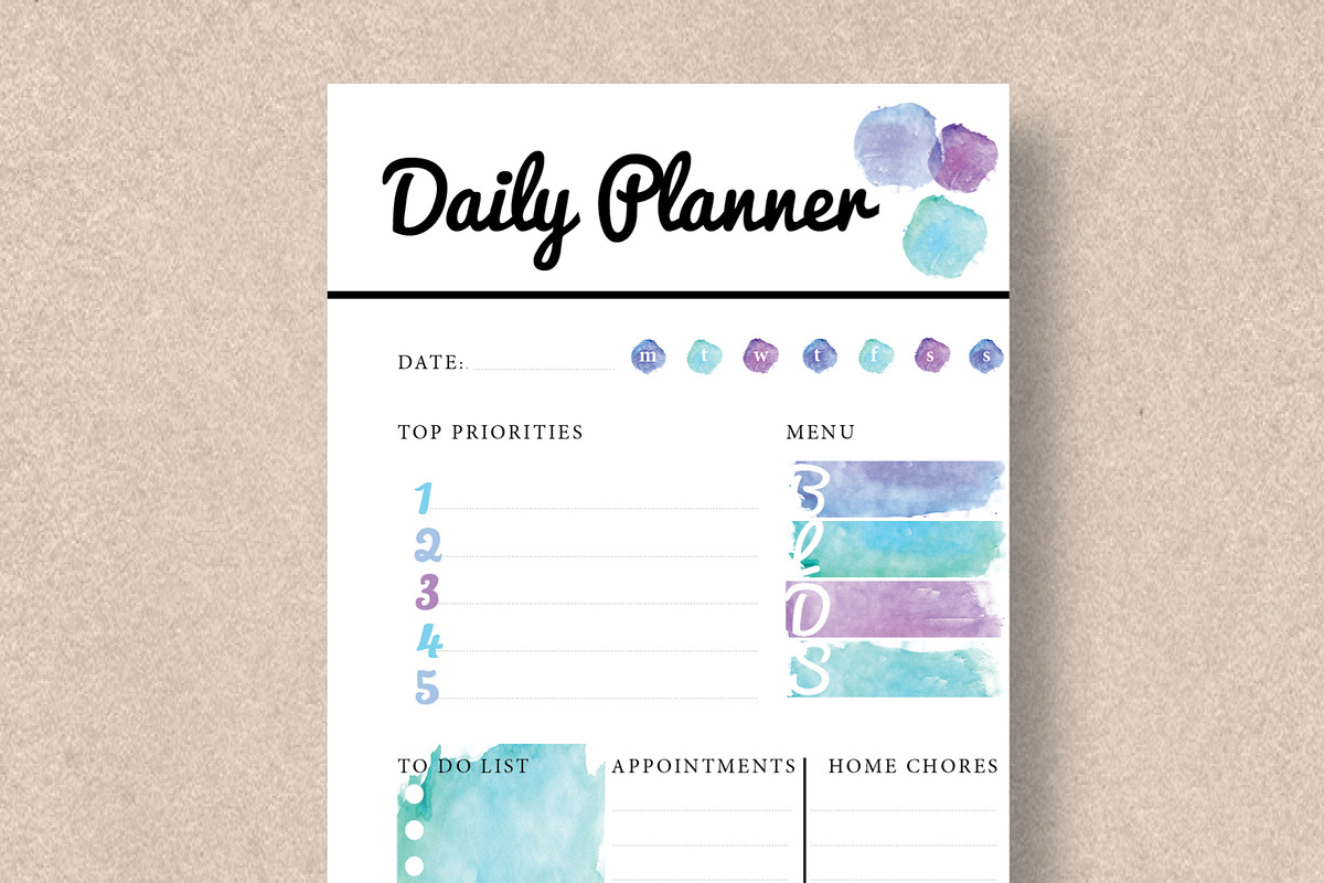 Watercolor Planner - Personal Size, a Stationery Template by Stick with Sam (Photo 2 of 2)