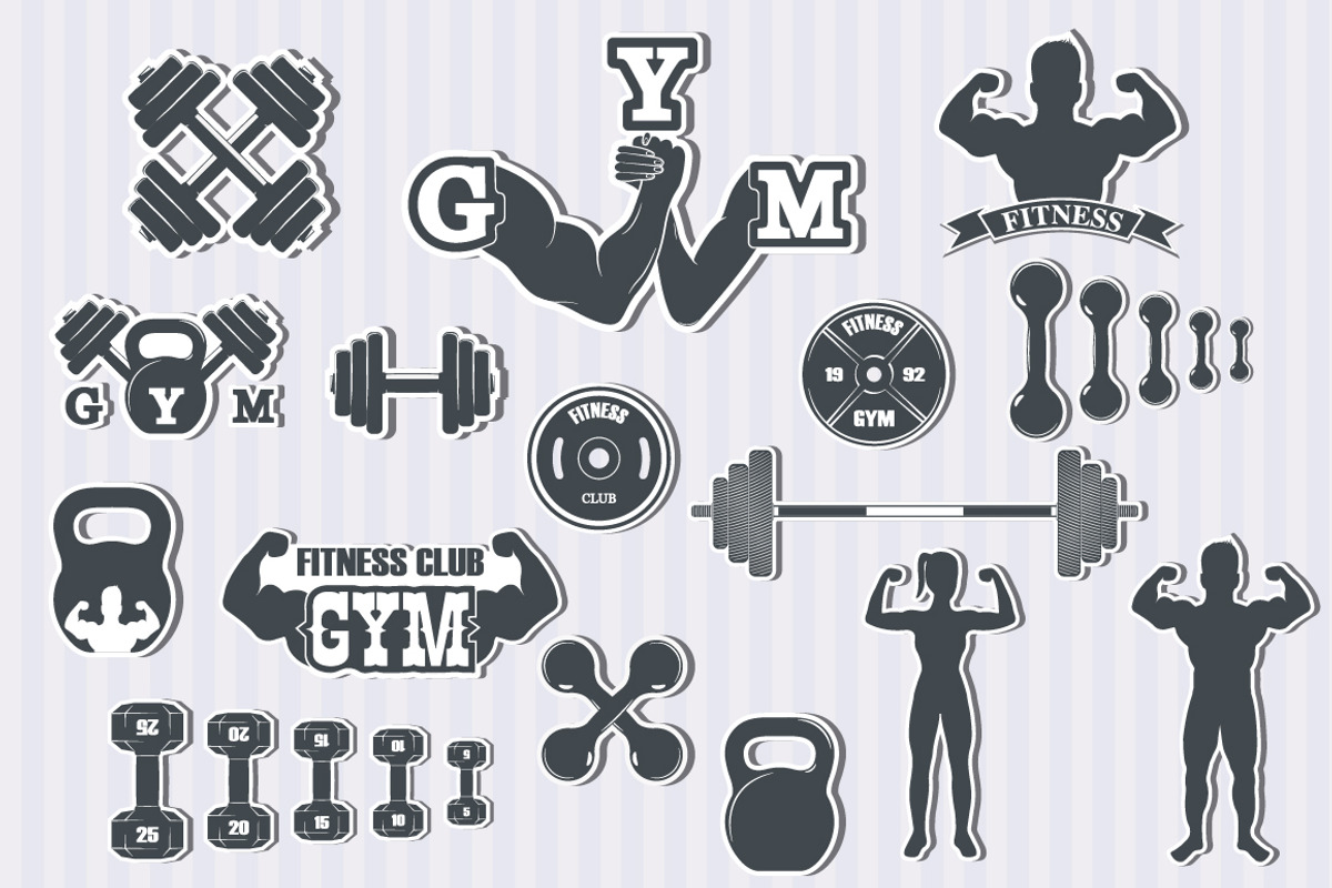 Fitness gym icons, a Graphic by Tomass2015 (Photo 6 of 7)