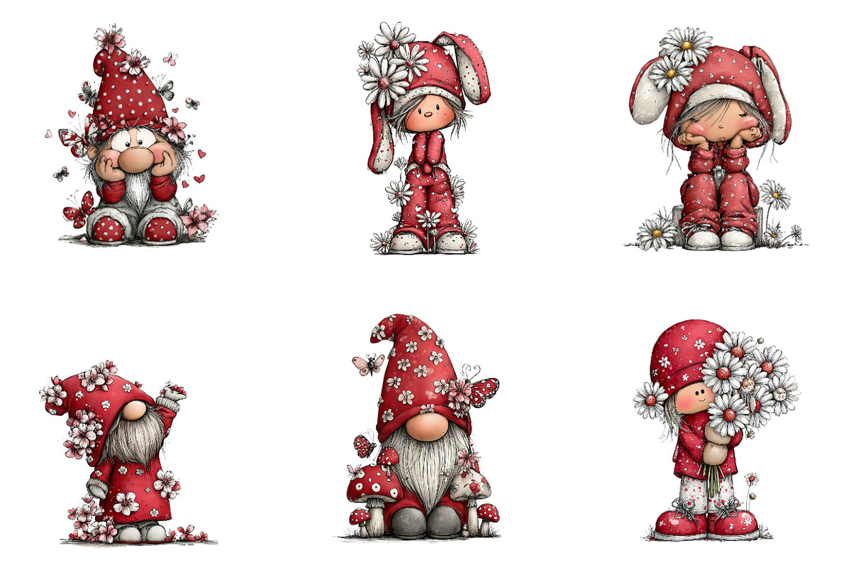 Whimsical Easter Gnome Clipart, an Illustration by CreationArt (Photo 3 of 7)