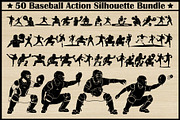 50 Baseball Silhouette Clipart Set, an Illustration by jahid234 (Thumbnail 1 of 4)