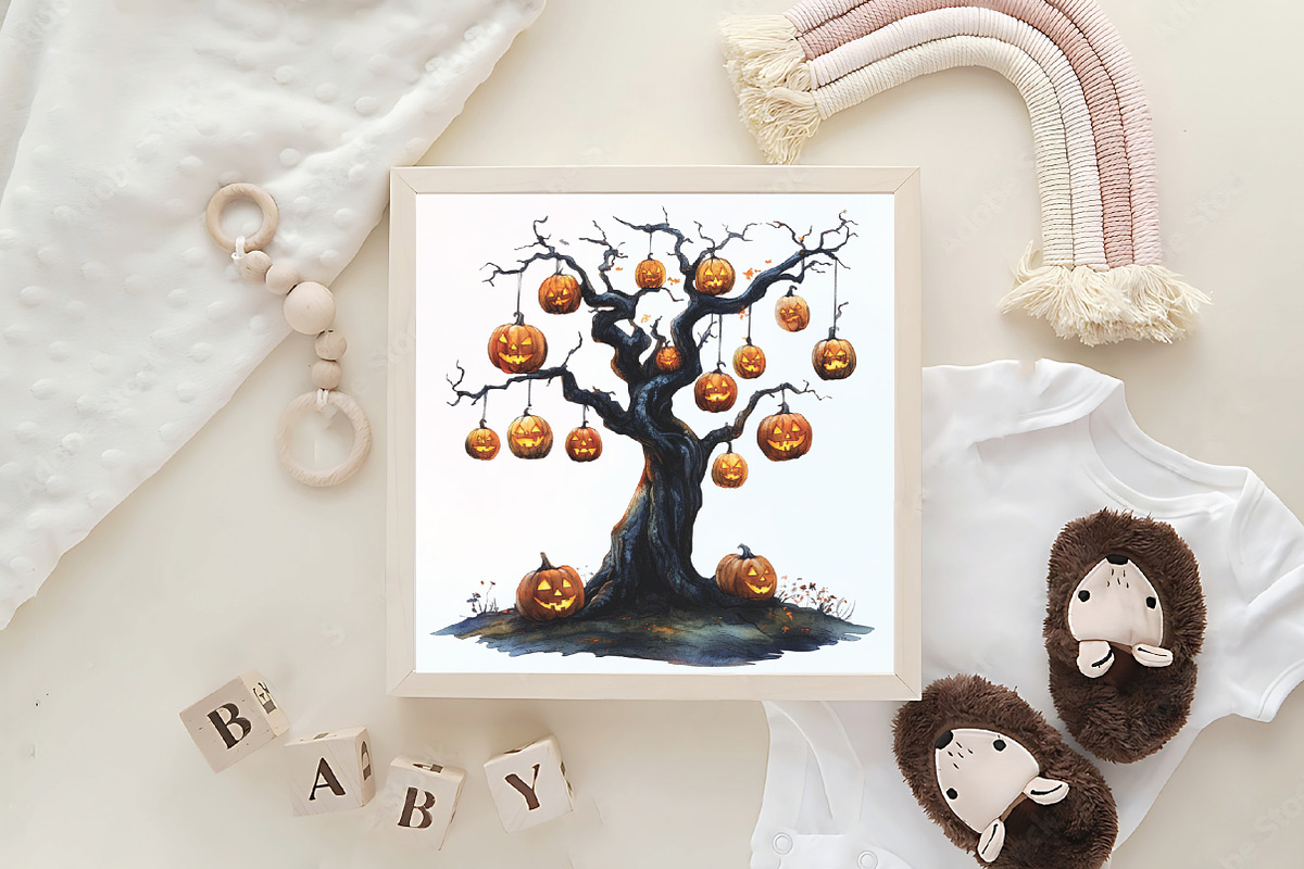 Watercolor Halloween Clipart, an Illustration by CraftArtStudio (Photo 6 of 6)
