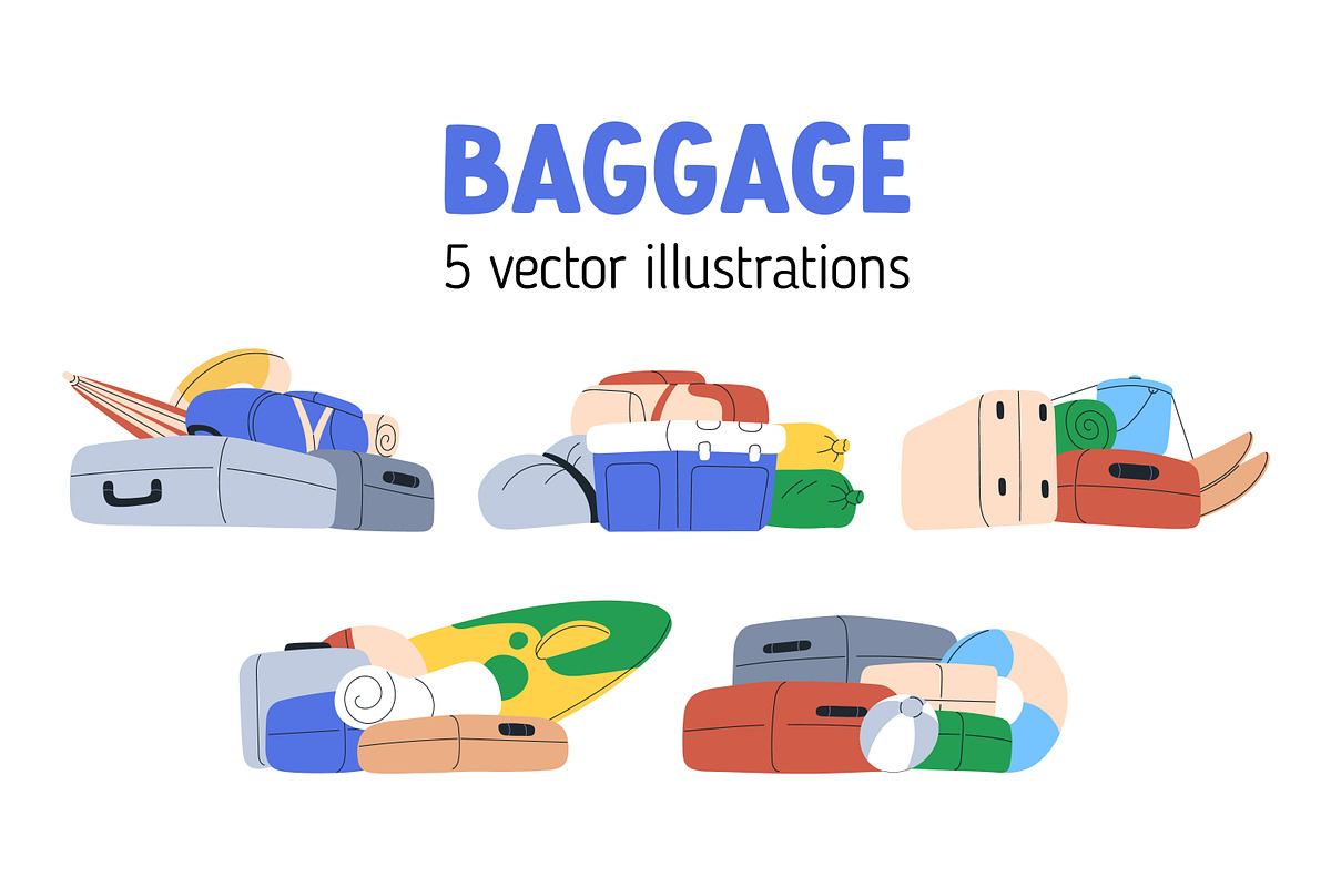 Travel baggage, tourist luggage set, an Object Illustration by Good Studio (Photo 1 of 6)