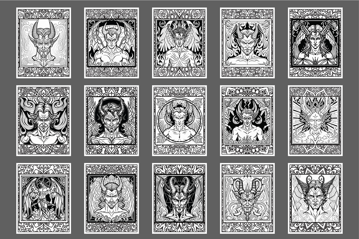 Demon Coloring Pages Set 100 Pages, a Person Illustration by Blue Digital Studio (Photo 3 of 4)