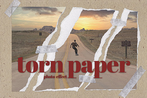 Torn Paper Postcard Photo Effect