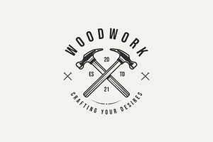 Woodwork Hammer Carpentry Logo