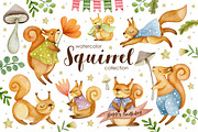 Watercolor squirrels collection., an Animal Illustration by Kira Konoshenko (Thumbnail 1 of 12)