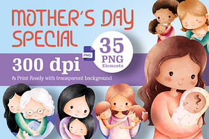 Mother’s Day 35 PNG Elements Bundle
