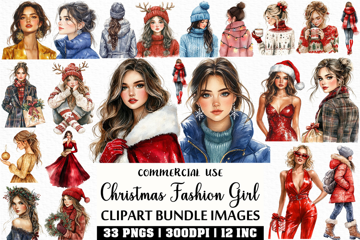 Christmas Fashion Girl Sublimation, an Illustration by Craft Nest (Photo 1 of 6)
