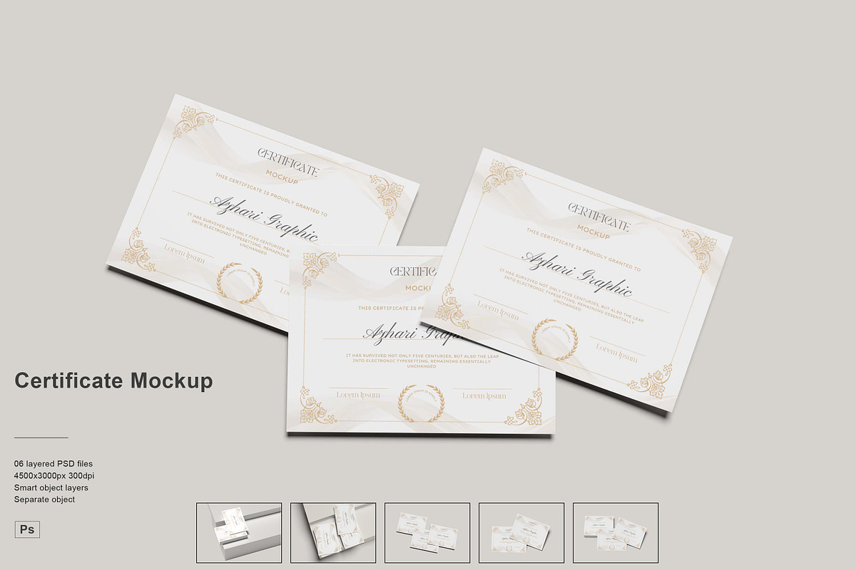 Certificate Mockup, an Advertising Mockup by NyakBiett (Photo 1 of 7)