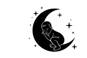 Adorable sleeping moon baby decor, an Illustration by Amazin_art (Thumbnail 20 of 25)