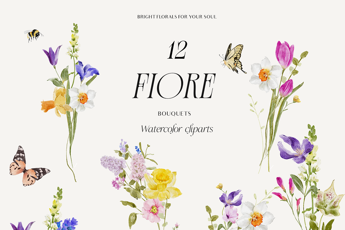 FIORE Bright watercolor flowers, a Decorative Illustration by Grace Noboa Illustrations (Photo 13 of 17)