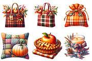 Watercolor Plaid Autumn Clipart, an Illustration by Watercolor design (Thumbnail 2 of 4)