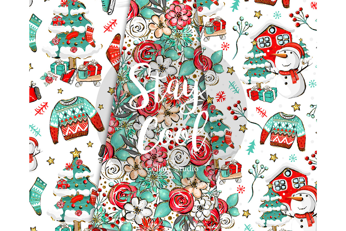 Winter digital paper, Christmas, a Pattern Graphic by Collart Studio (Photo 5 of 9)