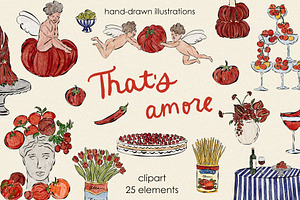 That's Amore Italian Summer Clipart, an Object Illustration by Teresa Art Store