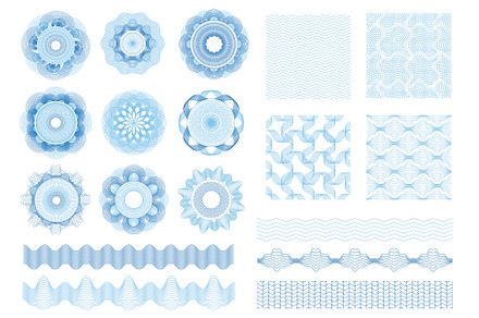 Guilloche rosettes, borders, a Finance Illustration by Frogella