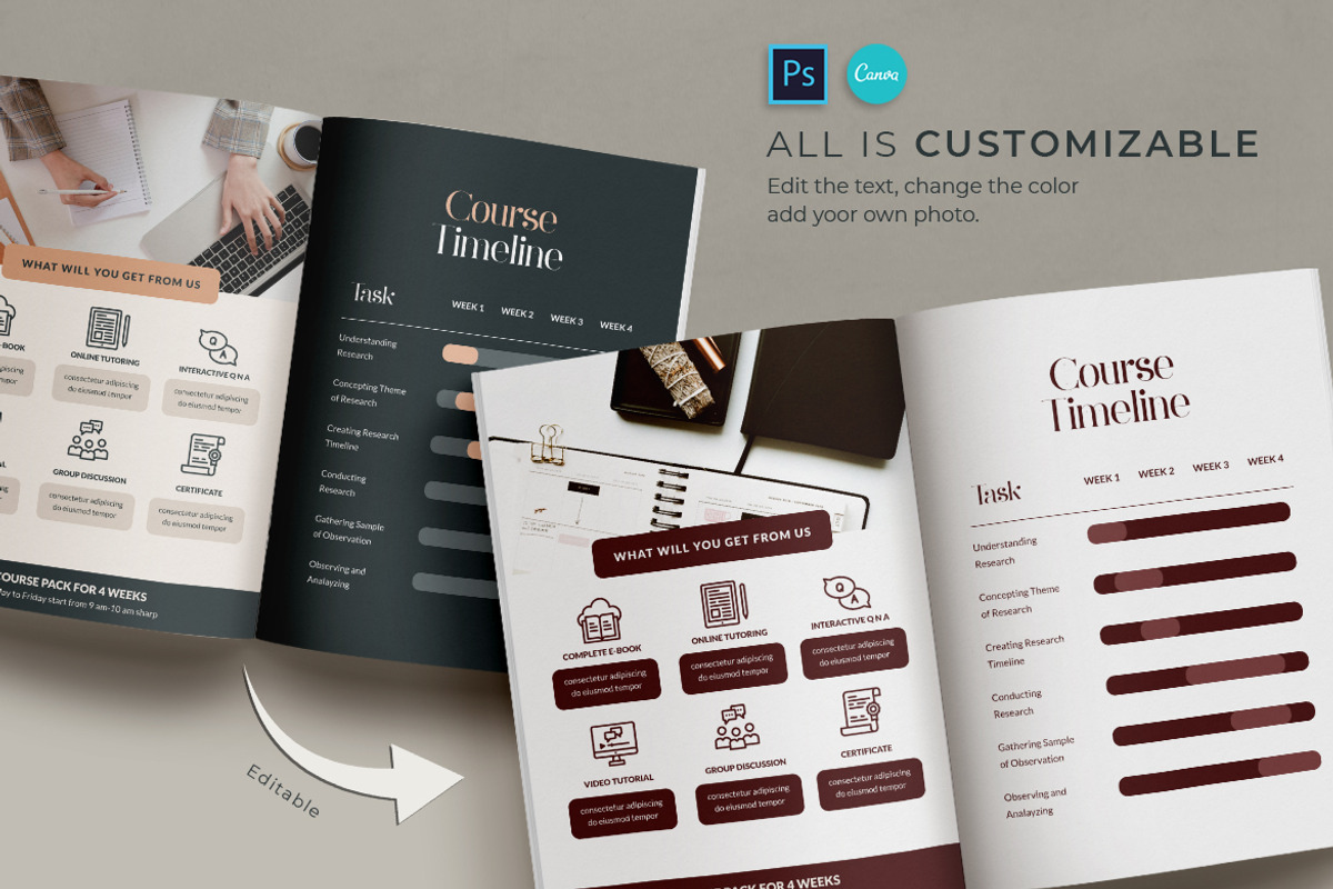 eBook for eCourse Tutor | CANVA PS, a Magazine Template by Eviory (Photo 9 of 24)